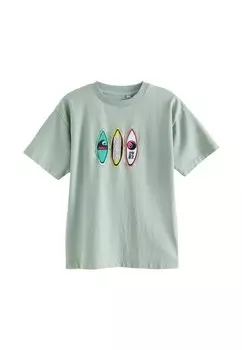 REGULAR FIT Short Sleeve Next, Футболка с принтом вышивка минерально-зеленого цвета