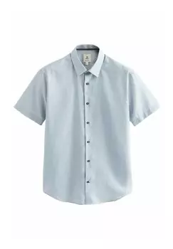 REGULAR FIT Short Sleeve Next, Рубашка бело-синяя с геометрическим рисунком