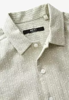 REGULAR FIT Short Sleeves Textured Next, Блуза на пуговицах серый