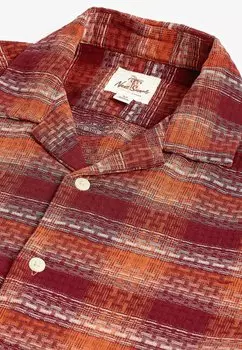 REGULAR FIT Textured Check Short Sleeve With Cuban Collar Next, Рубашка красный