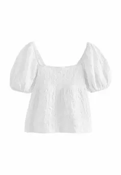 REGULAR FIT Textured Puff Sleeve Next, Блузка белый