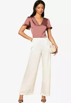 REGULAR FIT V Neck Diamante Trim Flutter Sleeve Lipsy, Блузка розовый