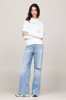 Regular линейный крой толстовка с капюшоном Tommy Jeans, белый