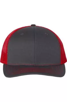 Регулируемая бейсболка дальнобойщика Richardson Snapback, цвет charcoal/ red