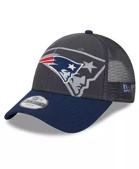Регулируемая шапка New England Patriots Reflect 9FORTY для мальчиков и девочек дошкольного возраста, графитовая, темно-синяя New Era, серый