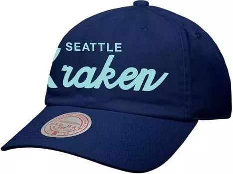 Регулируемая шляпа для папы Mitchell & Ness Seattle Kraken Script