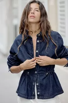 Регулируемая талия z1975 джинсовая рубашка ZARA, синий