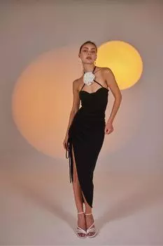 Регулируемая юбка миди Poena со сборками, черная HOLLY LOLLY, черный