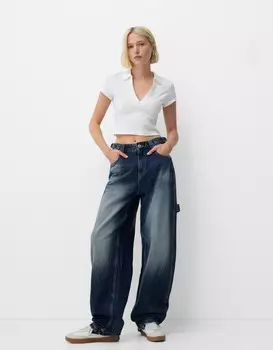 Регулируемые джинсы-баллоны carpenter Bershka, синий