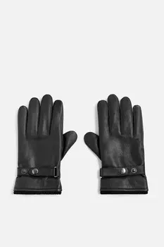 Регулируемые кожаные перчатки ZARA, черный