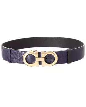 Регулируемый двусторонний кожаный ремень Salvatore Ferragamo Gancini, черный