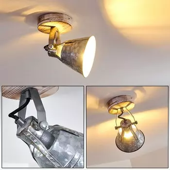 Регулируемый настенный светильник »Croce« из металла/дерева с цинковым покрытием. hofstein