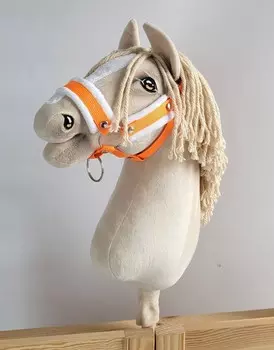 Регулируемый недоуздок для Hobby Horse А3 неоновый оранжевый с белым мехом Inna marka
