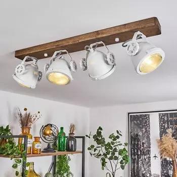 Регулируемый потолочный светильник »Biati», металл/дерево/стекло, белый/коричневый/прозрачный hofstein