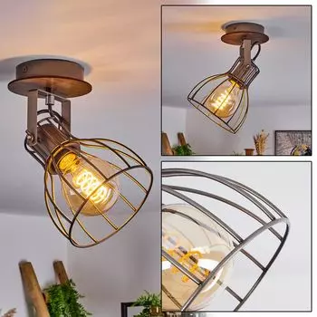 Регулируемый потолочный светильник »Pal« из металла/дерева серого/коричневого цвета. hofstein