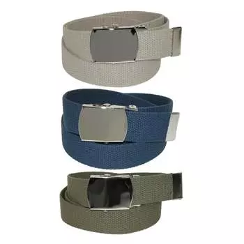 Регулируемый ремень из хлопка с никелевой пряжкой (набор из 3 цветов) CTM, хаки/темно-синий/оливковый