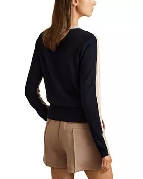 REISS Annie Свитер с круглым вырезом и цветными блоками, коричневый/бежевый