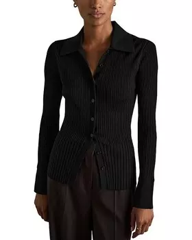 REISS Дженна Трикотажная рубашка, черный