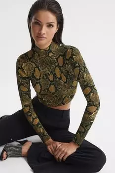 Reiss Farah трикотажная блузка со змеиным принтом Reiss, мультиколор