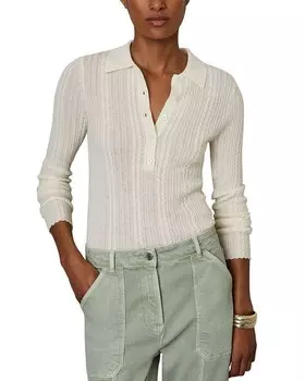 REISS Нефритовый вязаный свитер, слоновая кость/кремовый