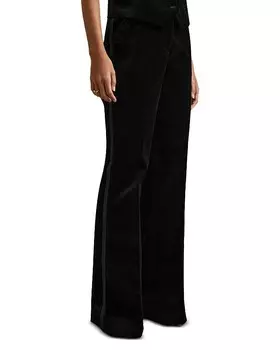 REISS Parisa Бархатные расклешенные брюки, черный