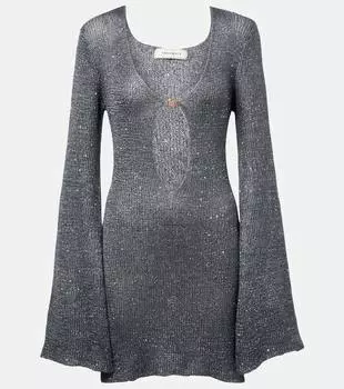Рей мини-платье с пайетками и вырезами Bananhot, Gunmetal Sequin Knit