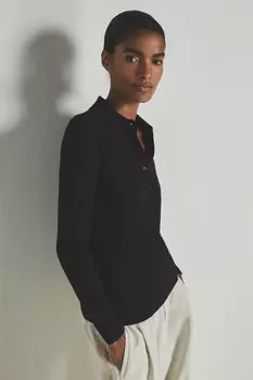 Рейсс | рубашка поло из шерсти и шелка Les 100 Ciel, черный