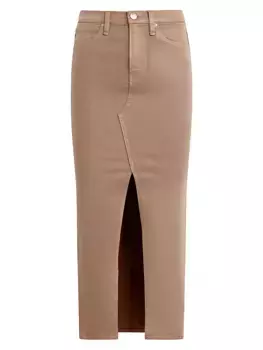 Реконструированная джинсовая юбка-миди Hudson Jeans, цвет coated hot latte