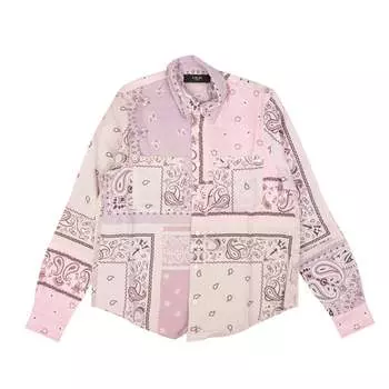 Реконструированная фланелевая рубашка из лавандовой хлопковой банданы Amiri