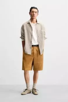 Рельефная жаккардовая рубашка ZARA, светло-бежевый