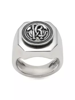 Рельефное кольцо-печатка Roberto Cavalli, серебряный