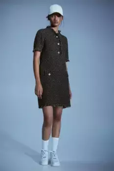Рельефное трикотажное платье с бахромой H&M, черный