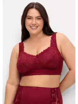 Рельефный бюстгальтер Sheego "больших размеров", без косточек, из кружева, красный