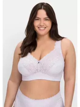 Рельефный бюстгальтер Sheego "больших размеров", без косточек, с кружевом и микрофиброй, цвет Lavendel