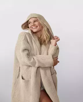 Рельефный халат с капюшоном SUNDAY CITIZEN, коричневый