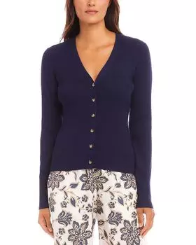 Рельефный кардиган с V-образным вырезом Karen Kane, синий