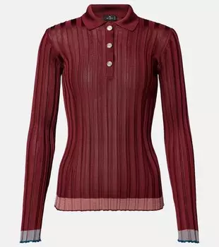 Рельефный поло-свитер Etro, Melanzana Scurissimo