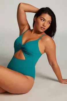 Рельефный слитный купальник без утеплителя Hunkemoller, зеленый