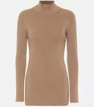 Рельефный свитер из смесовой шерсти Prada, кэмел