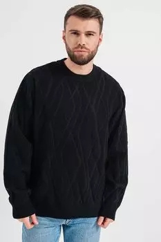 Рельефный свитер с овальным вырезом горловины Jack & Jones, черный
