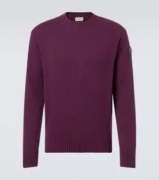 Рельефный вязаный свитер из шерсти и кашемира Moncler, Violet