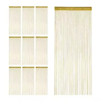 Relaxdays 10 штор из ниток с блестками, золото, 90x245 см