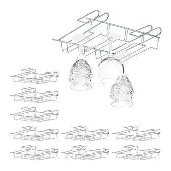 Relaxdays 10 x вставка в шкаф с держателями для бокалов, серебро