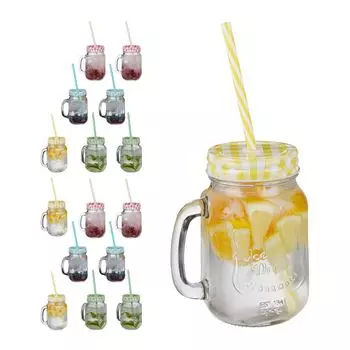 Relaxdays 16 стаканов с соломинкой, прозрачный