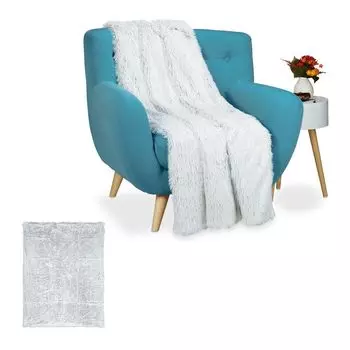 Relaxdays 2 меховых одеяла из искусственного меха белого цвета