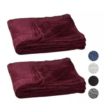 Relaxdays 2 очень больших мягких одеяла, бордо, красный