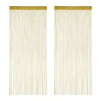 Relaxdays 2 шторы из ниток с блестками, золото, 90x245 см