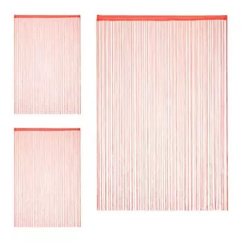 Relaxdays 3 шторы из ниток красные 145 x 245 см, красный