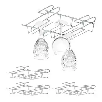 Relaxdays 4 держателя для бокалов, вставка в шкаф, серебро