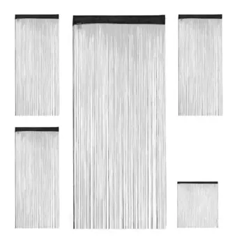 Relaxdays 4 х шторы из ниток, черные, 90x245, черный